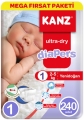 Kanz Ultra-Dry 1 Beden 240 Adet Bebek Bezi