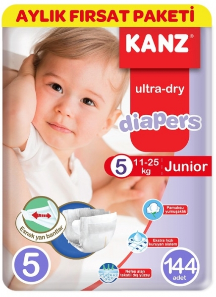 Kanz Ultra-Dry 5 Beden 144 Adet Bebek Bezi