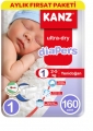 Kanz Ultra-Dry 1 Beden 160 Adet Bebek Bezi