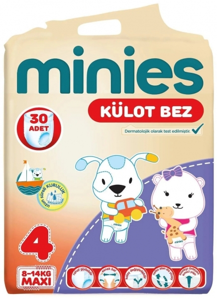 Minies Külot Bez 4 Beden 30 Adet Bebek Bezi