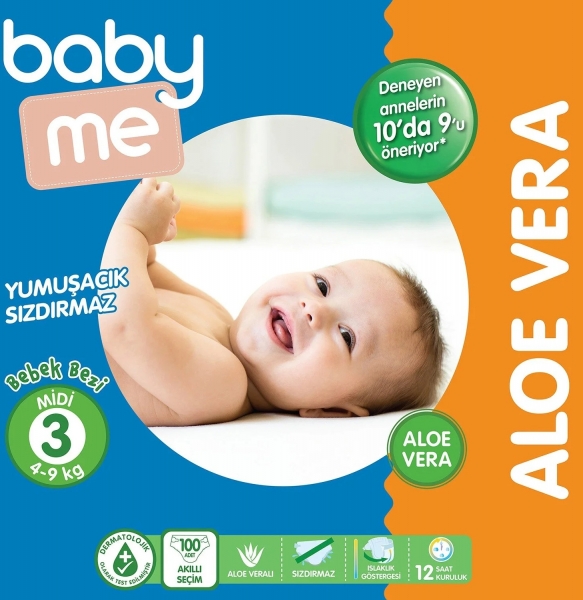 Baby Me Aloe Vera 3 Beden 100 Adet Bebek Bezi