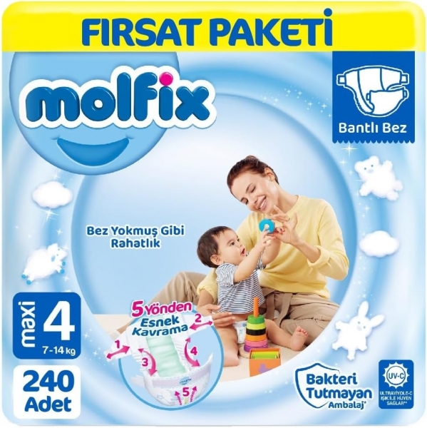 Molfix 4 Beden 240 Adet Bebek Bezi