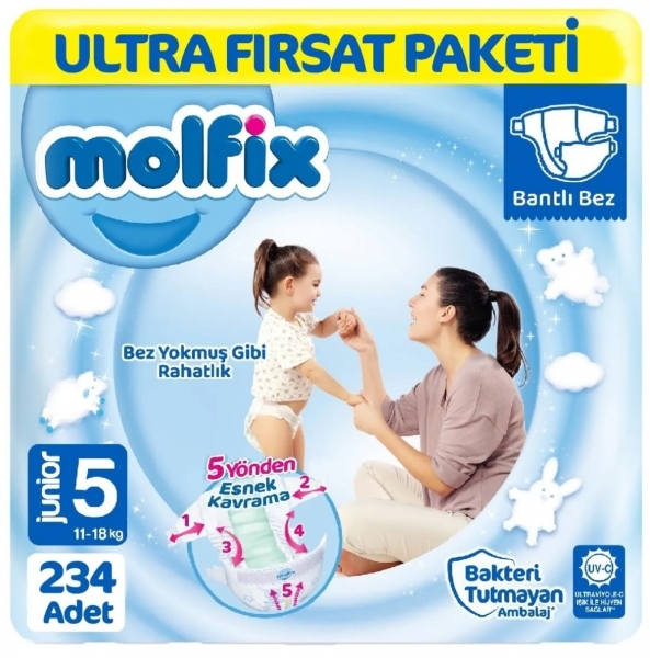 Molfix 5 Beden 234 Adet Bebek Bezi