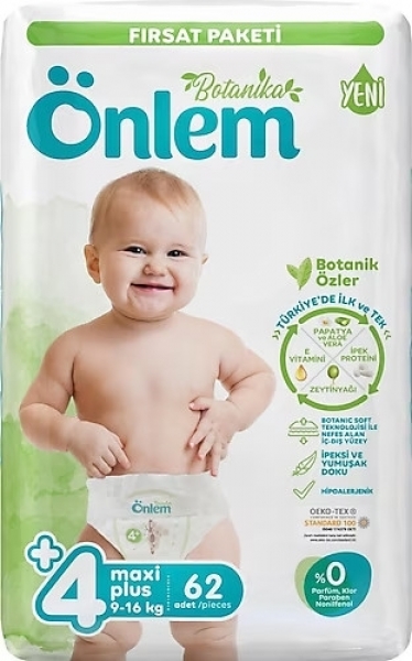 Önlem Botanika 4 Beden 62 Adet Bebek Bezi