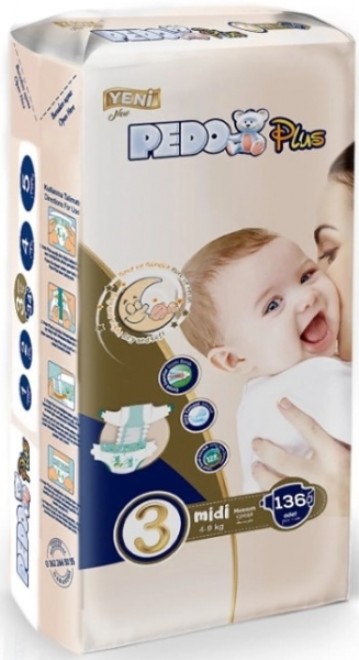 Pedo Plus 3 Beden 136 Adet Bebek Bezi