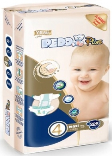 Pedo Plus Jumbo 4 Beden 228 Adet Bebek Bezi