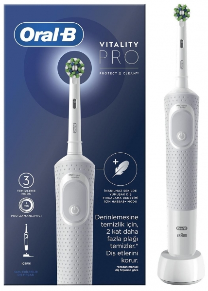 Oral-B D103 Vitality Pro Cross Action-Beyaz Şarjlı Diş Fırçası