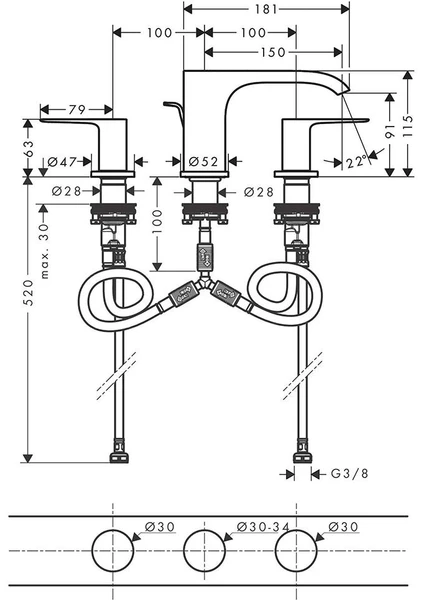 Hansgrohe Vivenis 75033000 Lavabo Bataryası