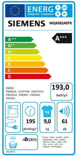 Siemens WQ45B2A0TR Isı Pompalı Kurutma Makinesi
