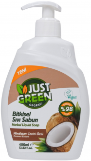 Just Green Organic Hindistan Cevizi Özlü Bitkisel Sıvı Sabun 400 ml