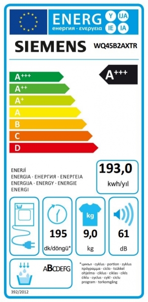 Siemens WQ45B2AXTR Isı Pompalı Kurutma Makinesi