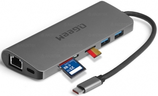 QGeeM QG-UH10 Type-C to HDMI VGA TF SD USB PD RJ45 Dönüştürücü