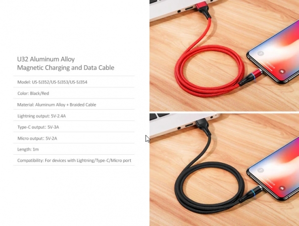 Usams U32 US-SJ352 Şarj Kablosu (Apple Lightning)
