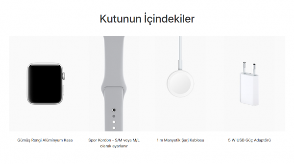 Apple Watch Series 3 38mm Alüminyum Kasa ve Spor Kordon Akıllı Saat