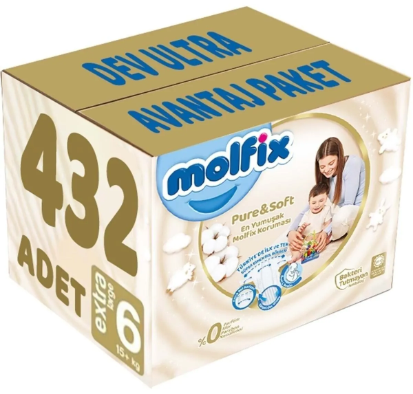 Molfix Pure&Soft 6 Beden 432 Adet Bebek Bezi