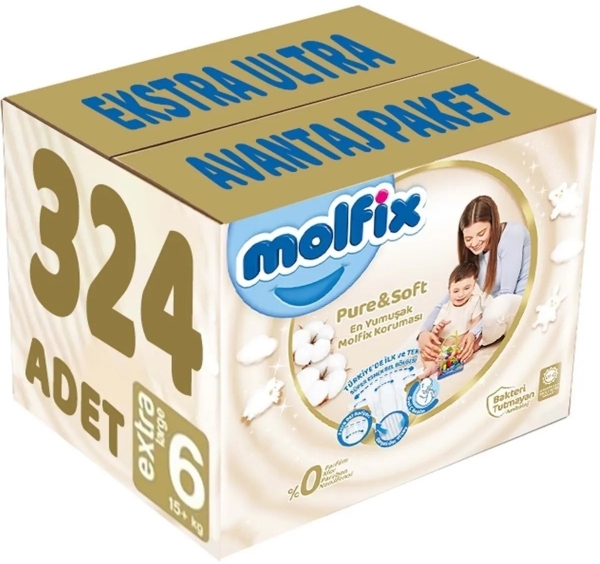 Molfix Pure&Soft 6 Beden 324 Adet Bebek Bezi