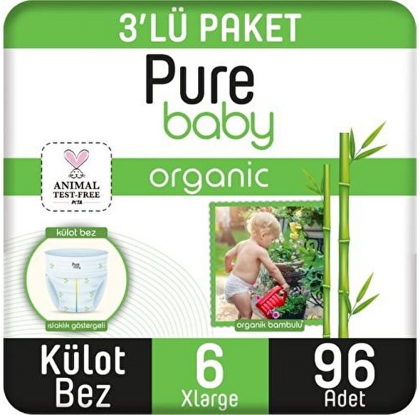 Pure Baby Organik Bambulu Külot Bez 6 Beden 96 Adet Bebek Bezi