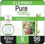 Pure Baby Organik Bambulu Külot Bez 6 Beden 96 Adet resim