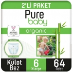 Pure Baby Organik Bambulu Külot Bez 6 Beden 64 Adet resim