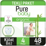 Pure Baby Organik Bambulu Külot Bez 4 Beden 48 Adet resim