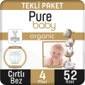 Pure Baby Organik Pamuklu 4 beden 52 Adet Bebek Bezi