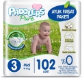 Paddlers Pure 3 Beden 102 Adet Bebek Bezi