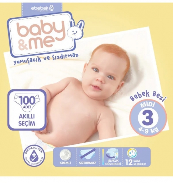 Baby Me 3 Beden 100 Adet Bebek Bezi