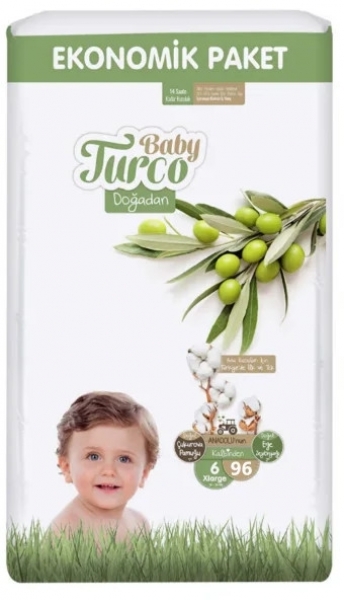 Baby Turco Doğadan 6 Beden 96 Adet Bebek Bezi
