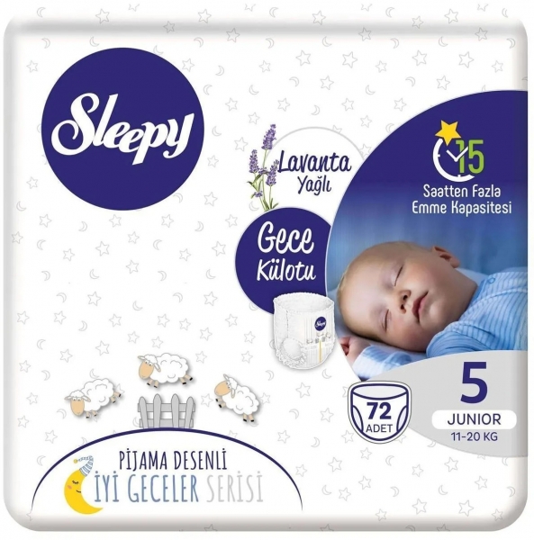 Sleepy Gece Külotu 5 Beden 72 Adet Bebek Bezi