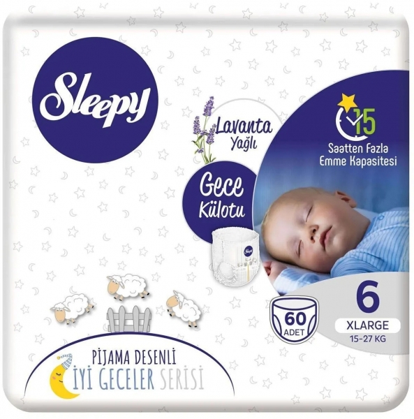 Sleepy Gece Külotu 6 Beden 60 Adet Bebek Bezi