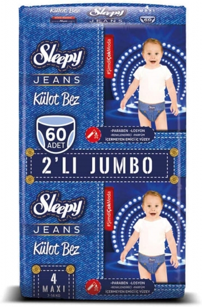 Sleepy Jeans Külot Bez 4 Beden 60 Adet Bebek Bezi