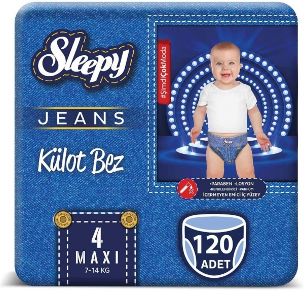 Sleepy Jeans Külot Bez 4 Beden 120 Adet Bebek Bezi