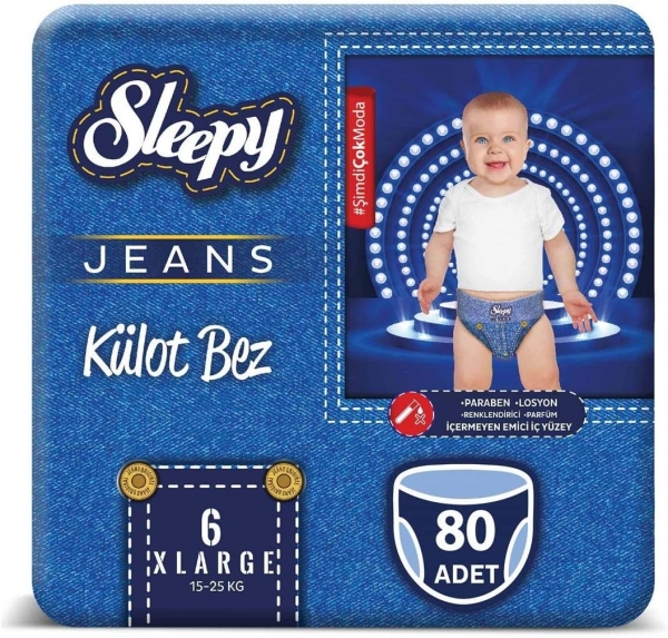 Sleepy Jeans Külot Bez 6 Beden 80 Adet Bebek Bezi
