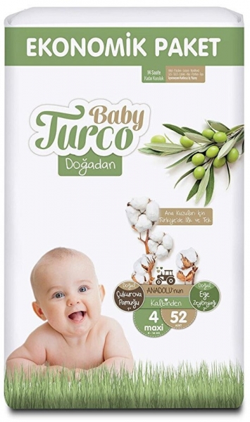Baby Turco Doğadan 4 Beden 52 Adet Bebek Bezi