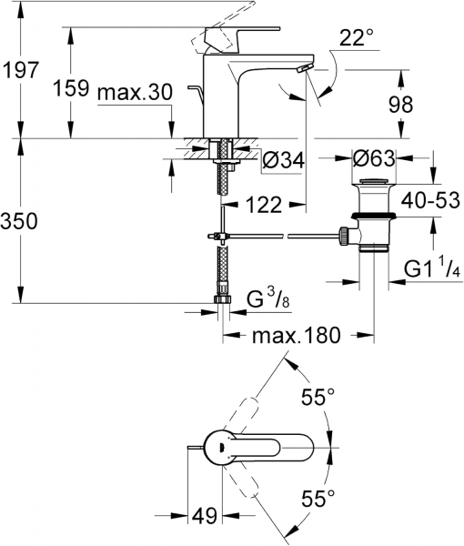 Grohe Get 23454000 Lavabo Bataryası