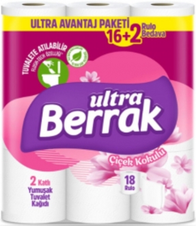 Berrak Çiçek Kokulu Tuvalet Kağıdı 16+2 Rulo