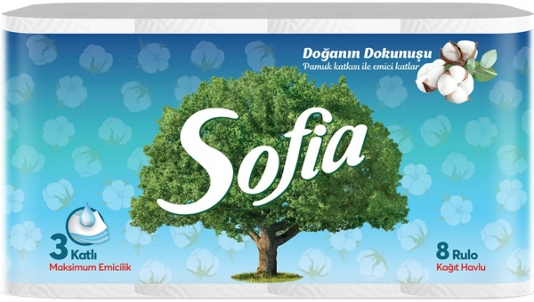 Sofia Pamuk Katkılı Kağıt Havlu 8 Rulo