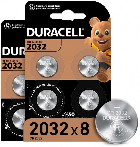 Duracell DL/CR 2032 8'li Düğme Pil