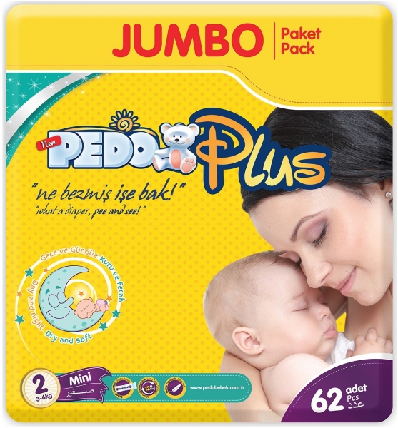 Pedo Plus Jumbo 2 Beden 62 Adet Bebek Bezi
