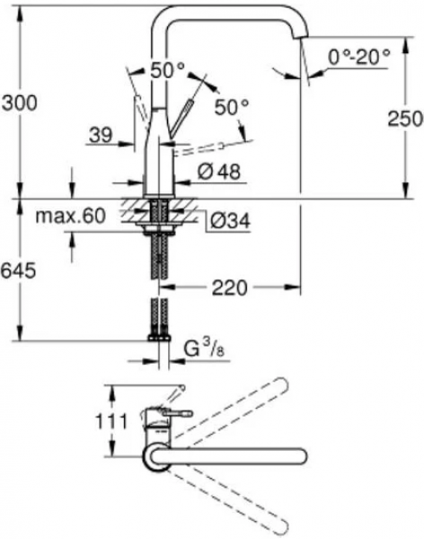 Grohe Essence 30269BE0 Eviye Bataryası