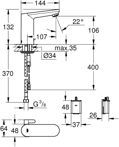 Grohe Get E 36366001 Lavabo Bataryası