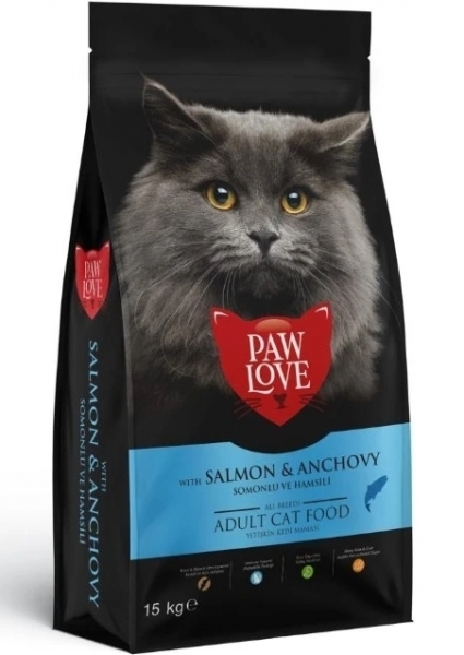 Paw Love Somonlu ve Hamsili Yetişkin 15 kg Kedi Maması