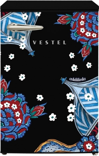 Vestel x Aslı Filinta Retro SB14311 Siyah Çini Buzdolabı