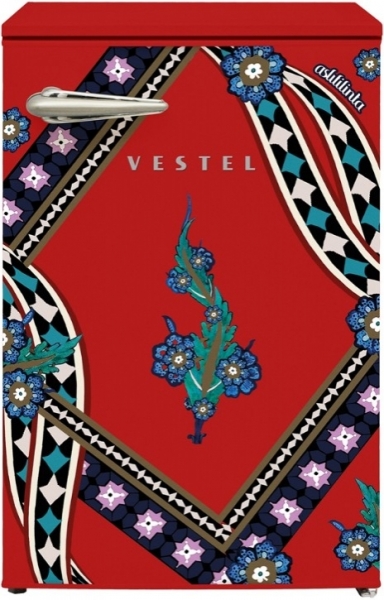 Vestel x Aslı Filinta Retro SB14311 Kırmızı Saz Buzdolabı
