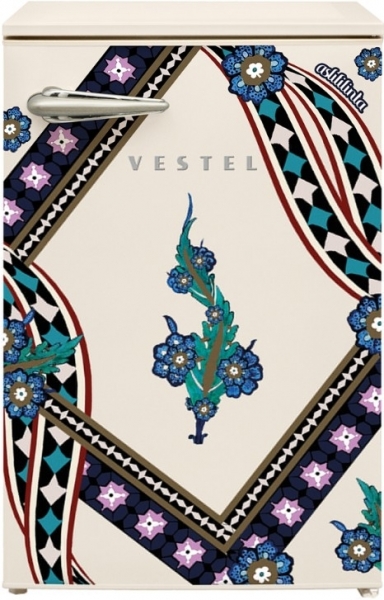 Vestel x Aslı Filinta Retro SB14411 Bej Saz Buzdolabı
