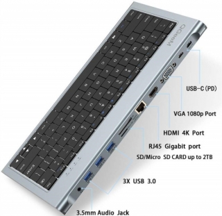 QGeeM QG-UH-11-2 Type-C HUB Klavye