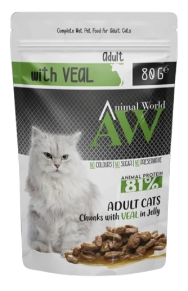 Animal World Soslu Dana Etli Yetiskin 80 gr Kedi Maması