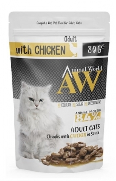 Animal World Soslu Tavuk Etli Yetiskin 80 gr Kedi Maması