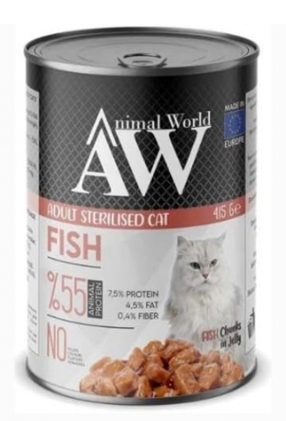 Animal World Chucks In Jelly Sterilised Fish 415 gr Kedi Maması