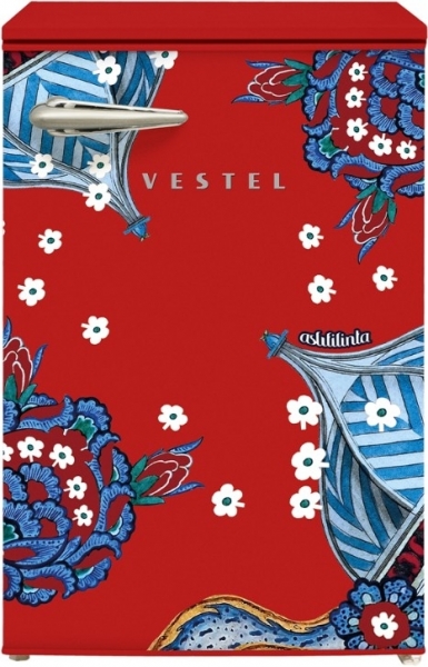 Vestel x Aslı Filinta Retro SB14301 Kırmızı Çini Buzdolabı